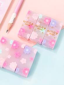 1入組花朵印花隨機橡皮