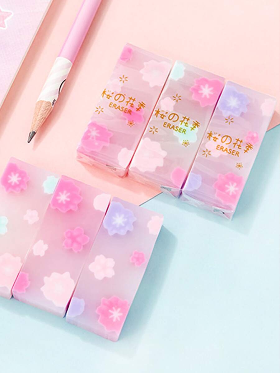 1入組花朵印花隨機橡皮