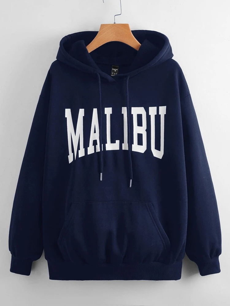 SHEIN EZwear Letter Graphic Thermal Lined Oversized Hoodie | SHEIN
