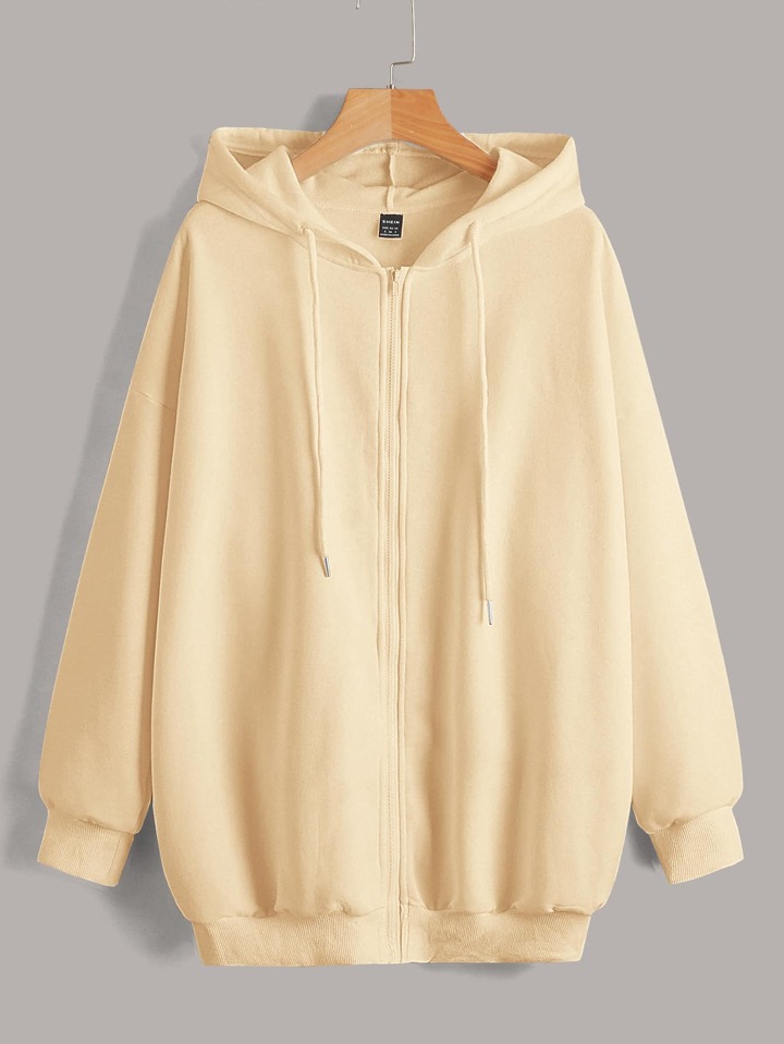 SHEIN Drop Shoulder Zip Up Hoodie | SHEIN USA