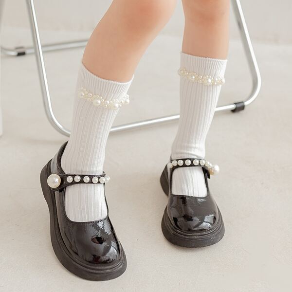 

Toddler Girls Faux Pearl Decor Socks, White
