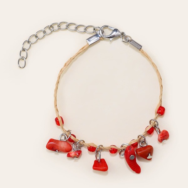 

Stone Charm Bracelet, Red