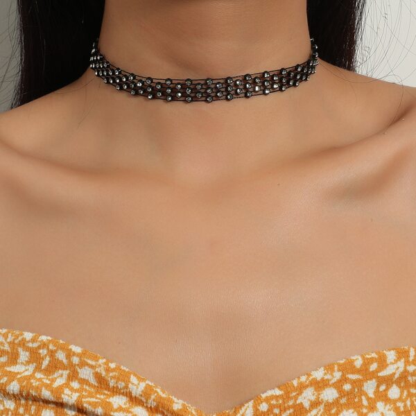 

Rhinestone Decor Choker, Black
