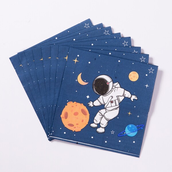

20pcs Astronaut Print Disposable Napkin, Multicolor