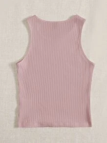 SHEIN EZwear Solid Rib Knit Tank Top