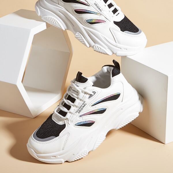 

Ombre Mesh Panel Chunky Sneakers, Multicolor