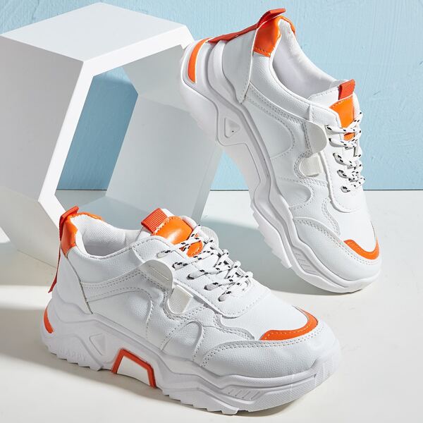 

Minimalist Lace Up Front Chunky Sneakers, Multicolor