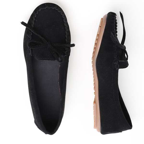 

Minimalist Bow Decor Ballet Flats, Black