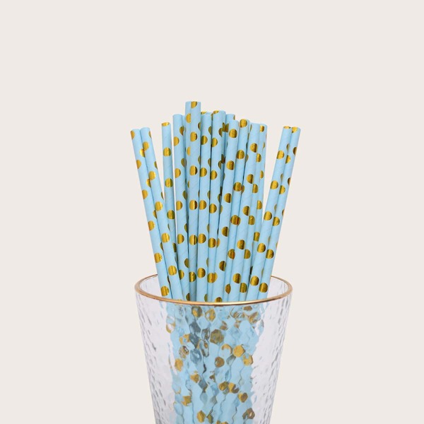 

100pcs Polka Dot Pattern Disposable Straw, Multicolor