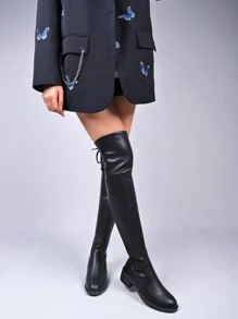 Giày bốt Nữ Thời trang Trượt trên - màu đen - Xem 4