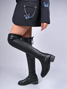 Giày bốt Nữ Thời trang Trượt trên - màu đen - Xem 5