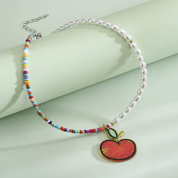 

Apple Charm Necklace, Multicolor
