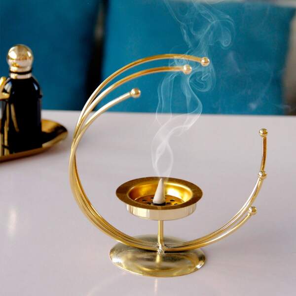 

1pc Metal Incense Burner, Gold