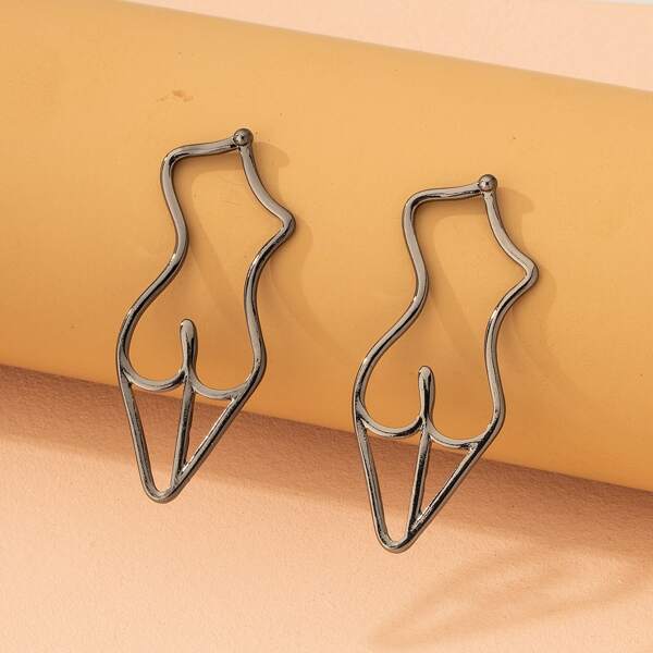 

Minimalist Drop Earrings, Gun black