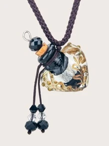 玻璃瓶子裝飾編織項鍊 - 彩色 - 查看 1