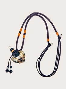 玻璃瓶子裝飾編織項鍊 - 彩色 - 查看 2