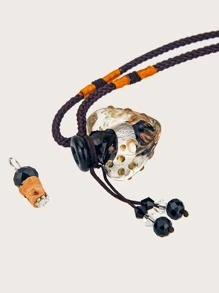 玻璃瓶子裝飾編織項鍊 - 彩色 - 查看 3