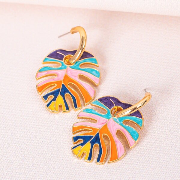 

Leaf Decor Drop Earrings, Multicolor