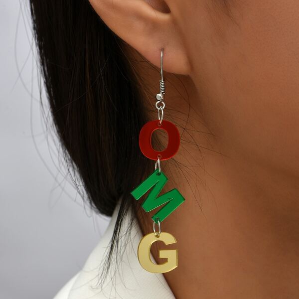 

Letter Decor Drop Earrings, Multicolor