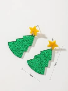 Pendientes largos Navidad con diseño de árbol - Multicolor - Ver 3