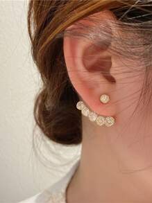 Andkiss 方晶鋯石裝飾耳夾 - 金黃色 - 查看 1