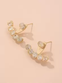 Andkiss 方晶鋯石裝飾耳夾 - 金黃色 - 查看 2