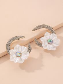 花朵裝飾耳釘 - 金黃色 - 查看 3