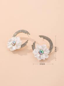 花朵裝飾耳釘 - 金黃色 - 查看 4