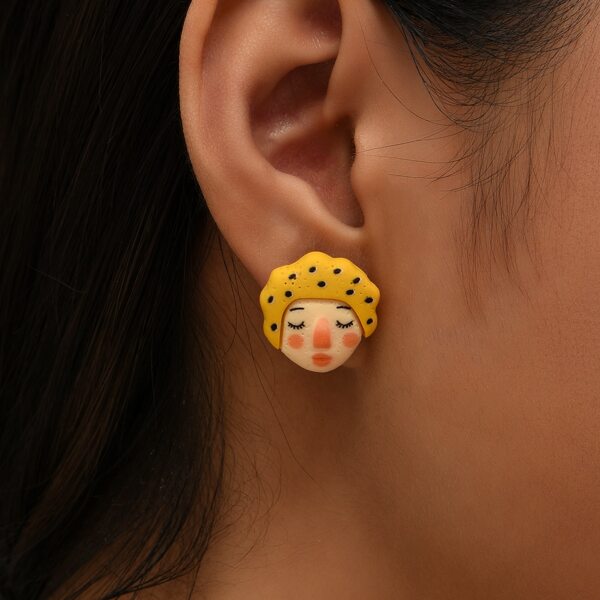 

Cartoon Figure Decor Stud Earrings, Multicolor