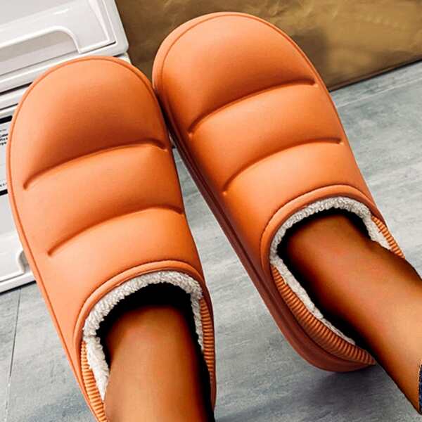 

Minimalist Ruched Bedroom Slippers, Coral orange