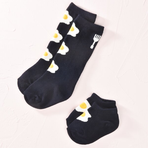 

2pairs Toddler Girls Egg Print Socks, Multicolor