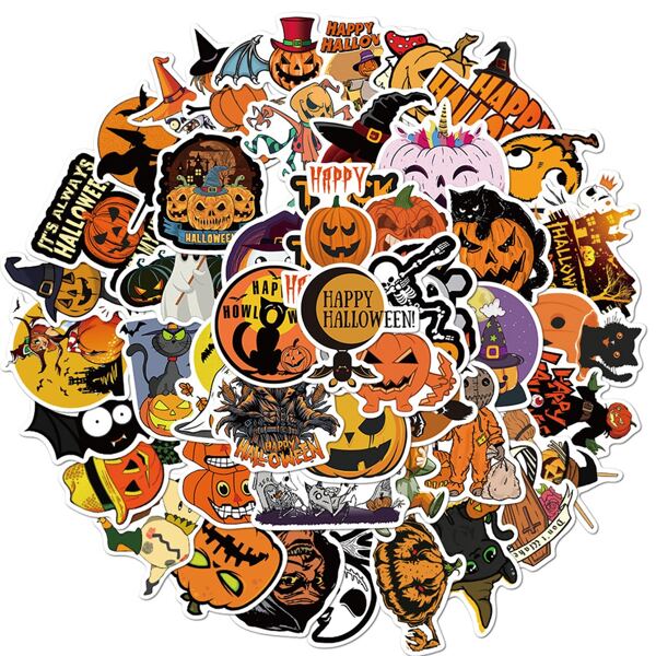 

50pcs Halloween Pattern Sticker, Multicolor