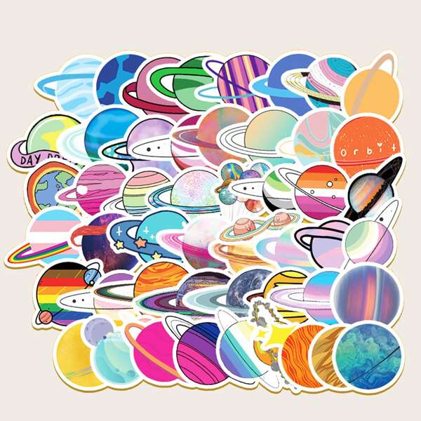 

50pcs Random Planet Pattern Sticker, Multicolor