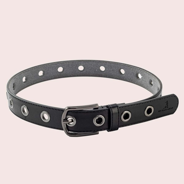 

Boys Eyelet Decor Belt, Black
