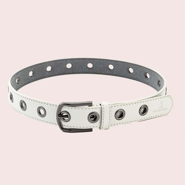

Boys Eyelet Decor Belt, White