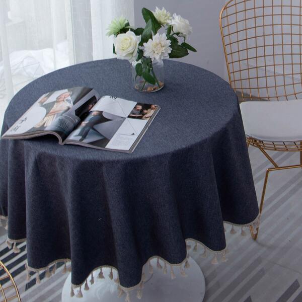 

Tassel Decor Tablecloth, Dark grey