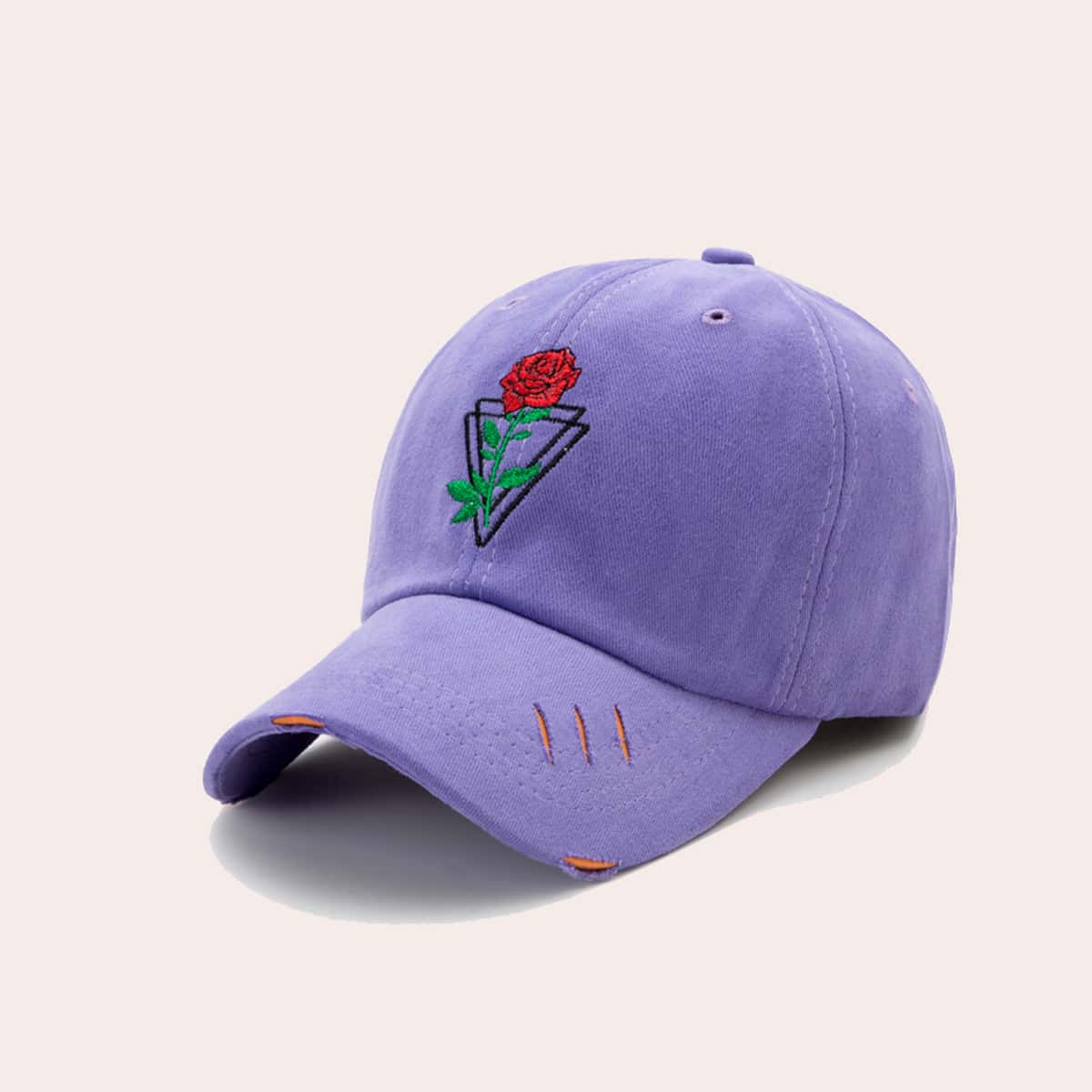 

Flower Embroidery Baseball Cap, Purple