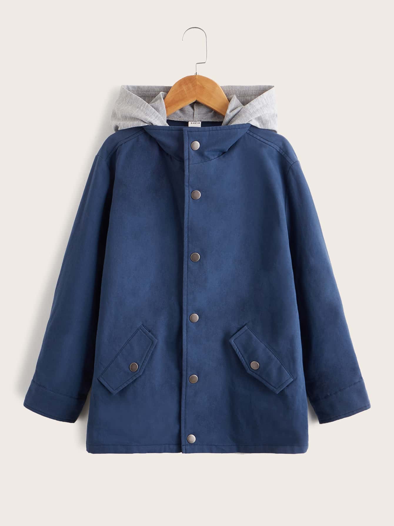 SHEIN Niños Abrigo con capucha de manga raglán - Multicolor - Ver 1