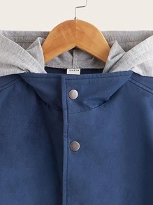 SHEIN Niños Abrigo con capucha de manga raglán - Multicolor - Ver 4