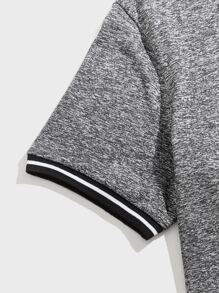 Manfinity VCAY Men Marled Half Button Polo Shirt - Grey - View 4