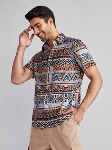 GENTILAND Men Geo Print Shirt - Multicolor - View 4