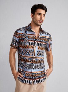GENTILAND Men Geo Print Shirt - Multicolor - View 5