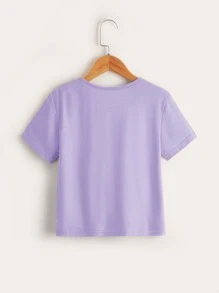 SHEIN Tops con gái Hoạt hình Giải trí - Màu Lilac Tím - Xem 2