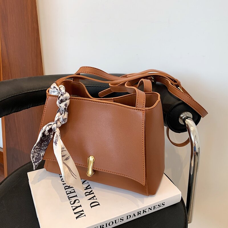 

Scarf Decor Crossbody Bag, Brown