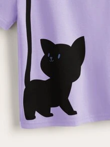 SHEIN Tops con gái Hoạt hình Giải trí - Màu Lilac Tím - Xem 3