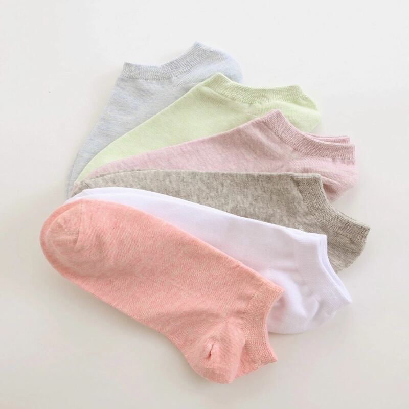 

6pairs Solid Ankle Socks, Multicolor