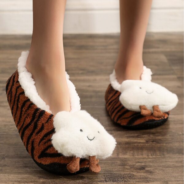 

Cartoon Design Tiger Pattern Fluffy Slippers, Multicolor