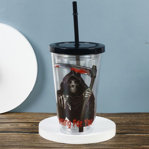 

1pc Halloween Print Tumbler, Multicolor