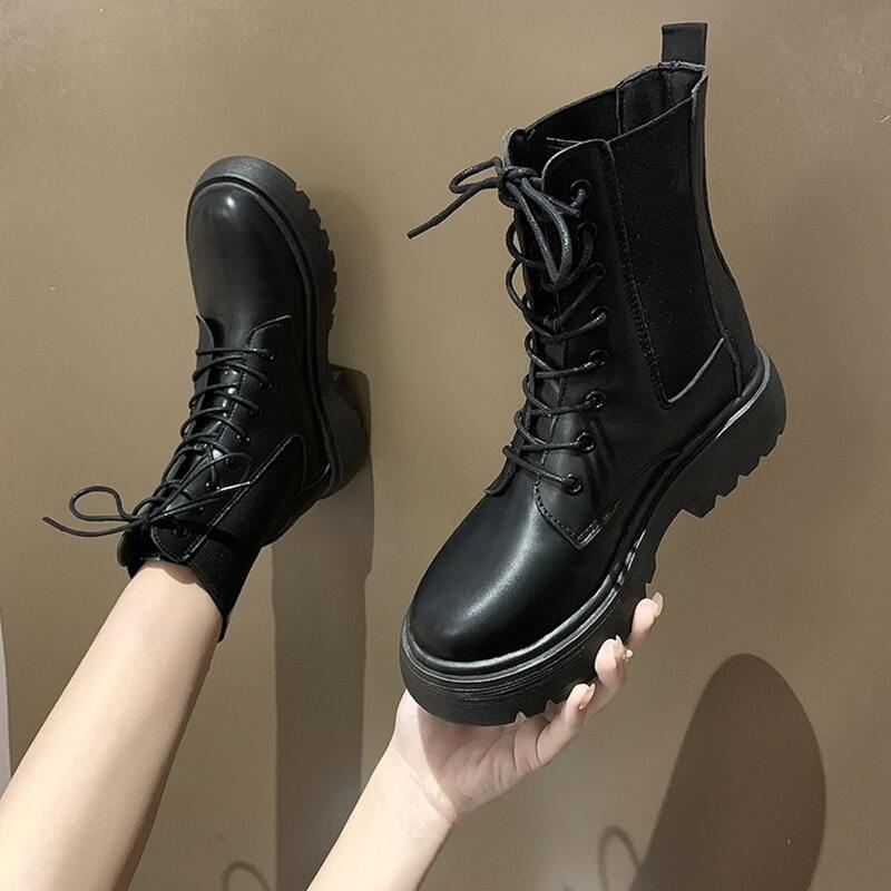 

Lace Up Front Combat Boots, Black