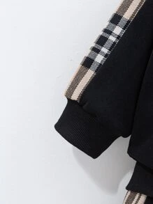 SHEIN 年輕男孩格子印花圓肩襯衫和褲子